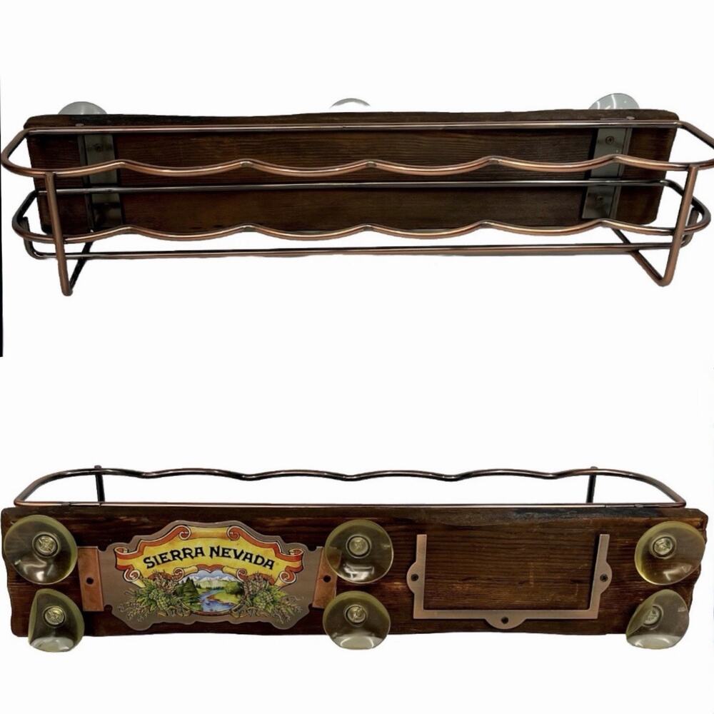 Sierra Nevada Beer Bottle Floating Bar Shelf Rack Wood Copper Window Mounted